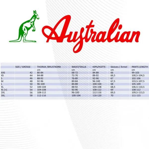 Australian size chart